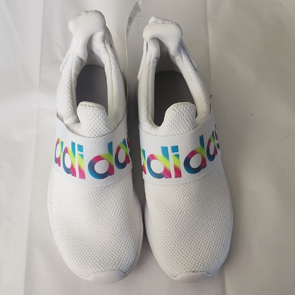 adidas Other - adidas Kids White Slip-On Sneakers with Rainbow Logo Band